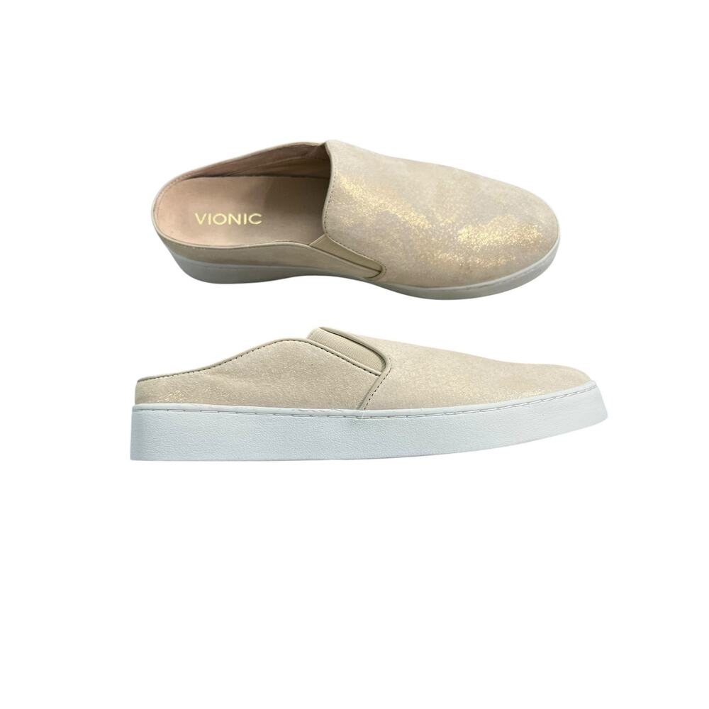 Vionic Dakota Leather Slip-On Mule Shimmer Gold NEW Women's Size 10